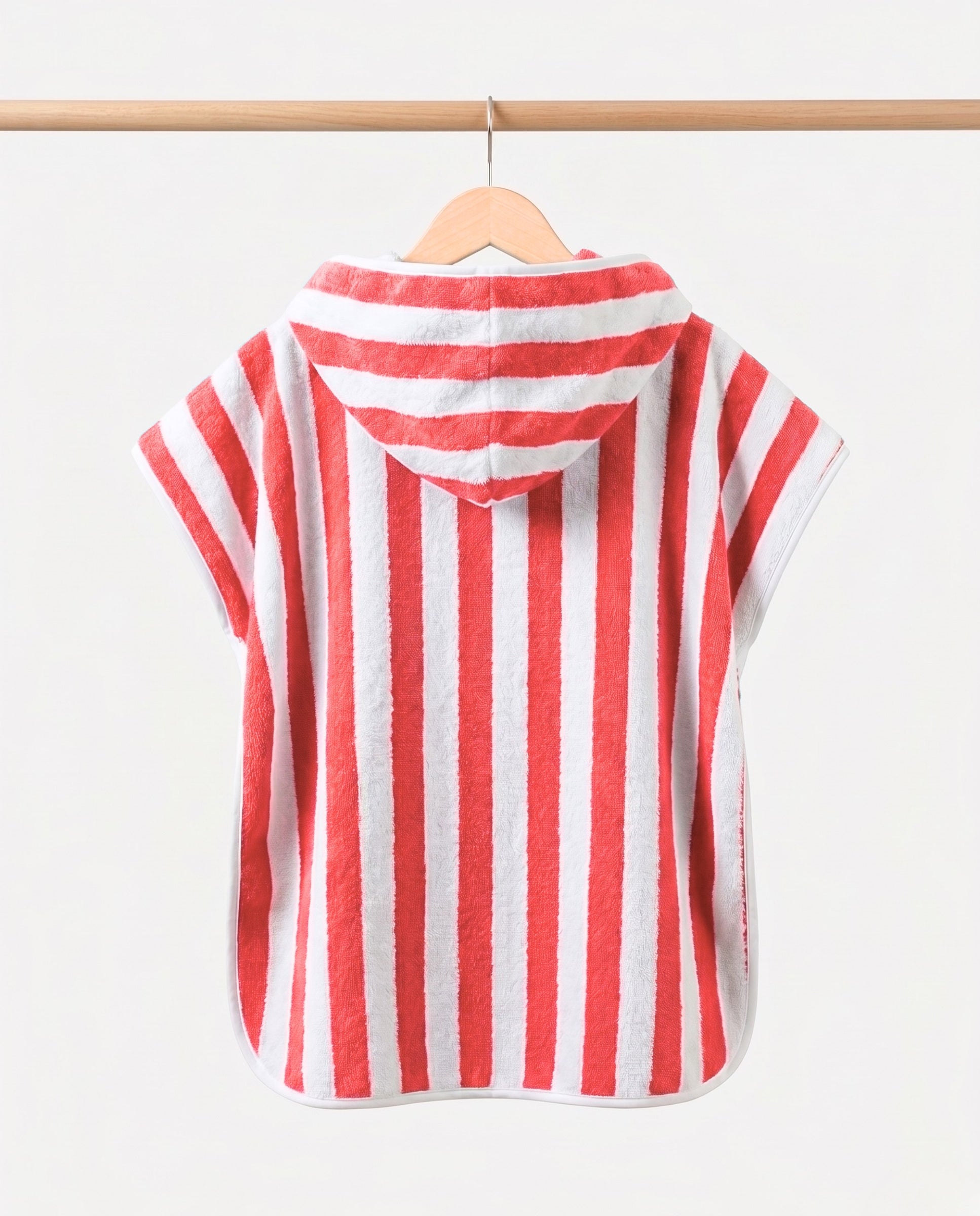 KIDS TOWEL PONCHO - Red Stripes