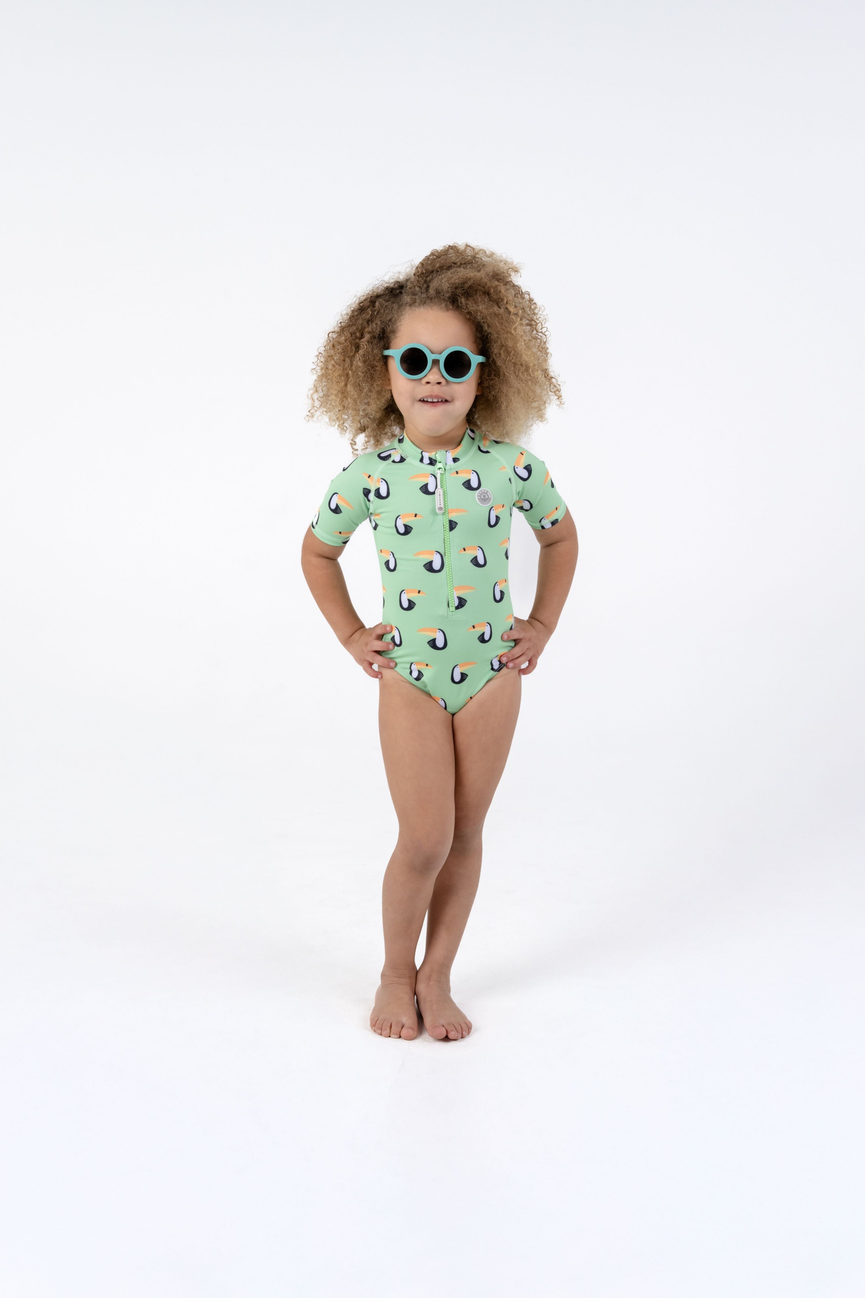 GIRL SWIMSUIT SHORT SLEEVE - Toucan Paradise