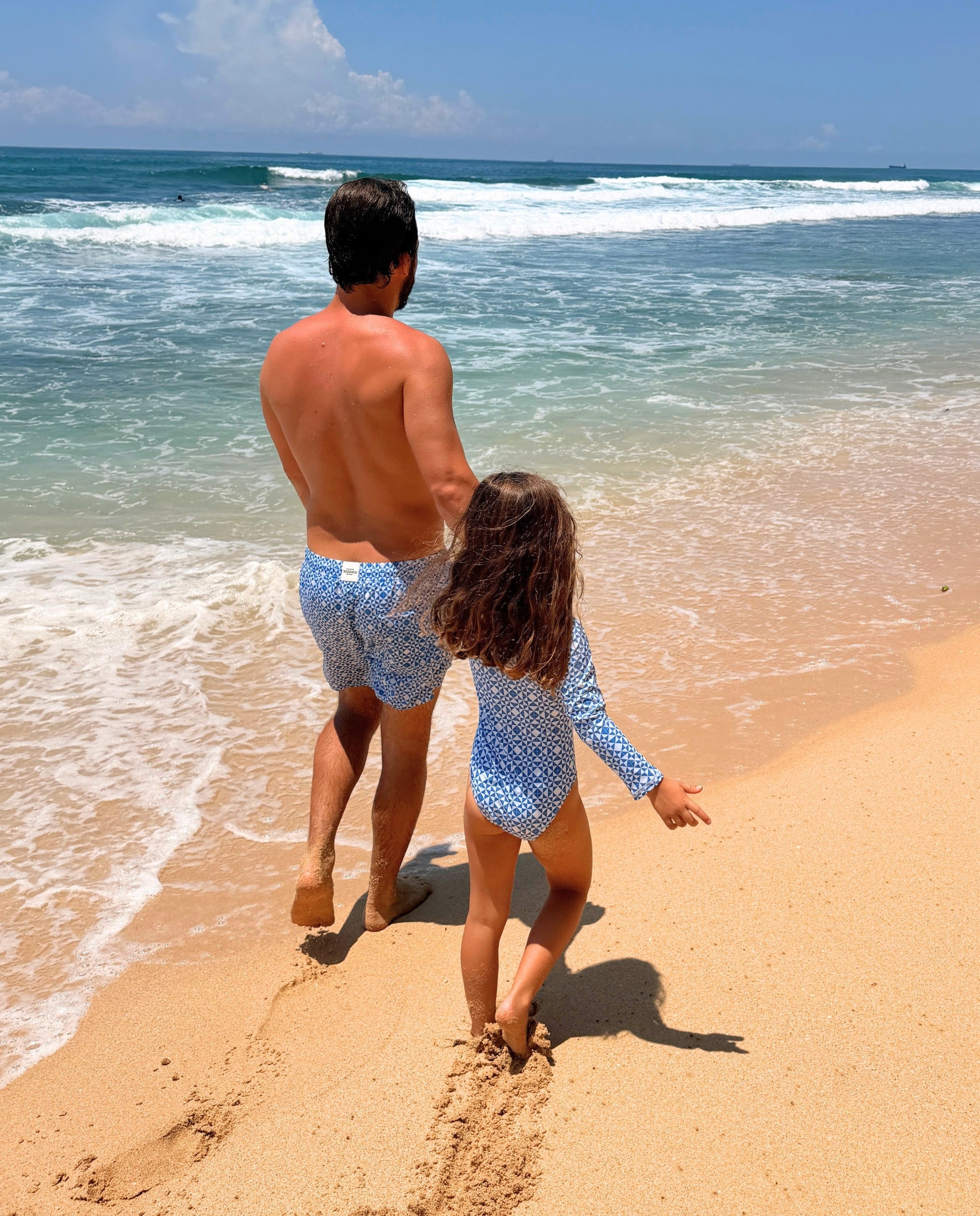 GIRL SWIMSUIT LONG SLEEVE - Mediterranean Tiles