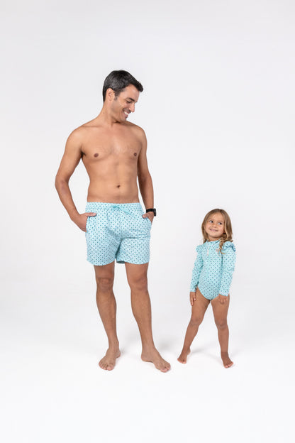 GIRL SWIMSUIT RUFFLES - Diamond Green