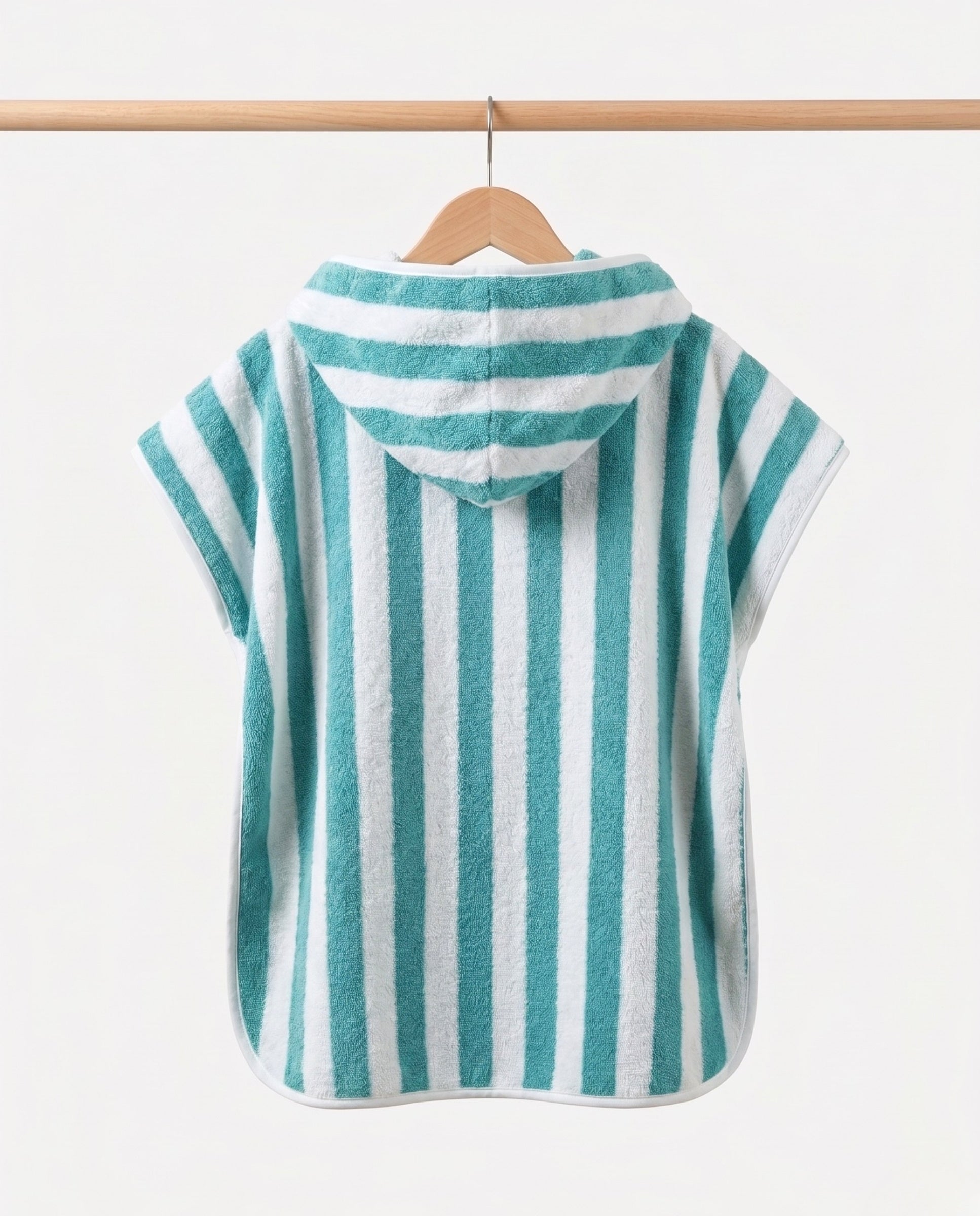KIDS TOWEL PONCHO - Green Stripes
