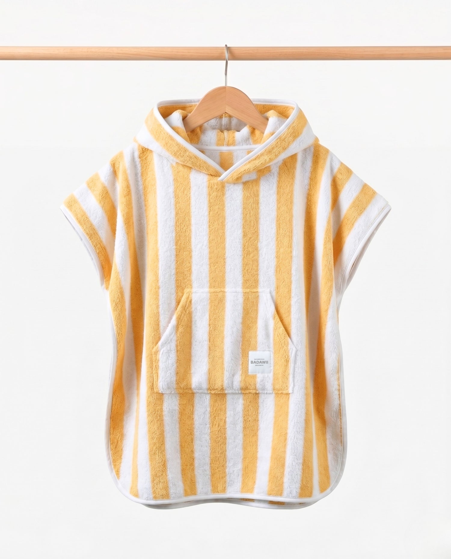 KIDS TOWEL PONCHO - Yellow Stripes