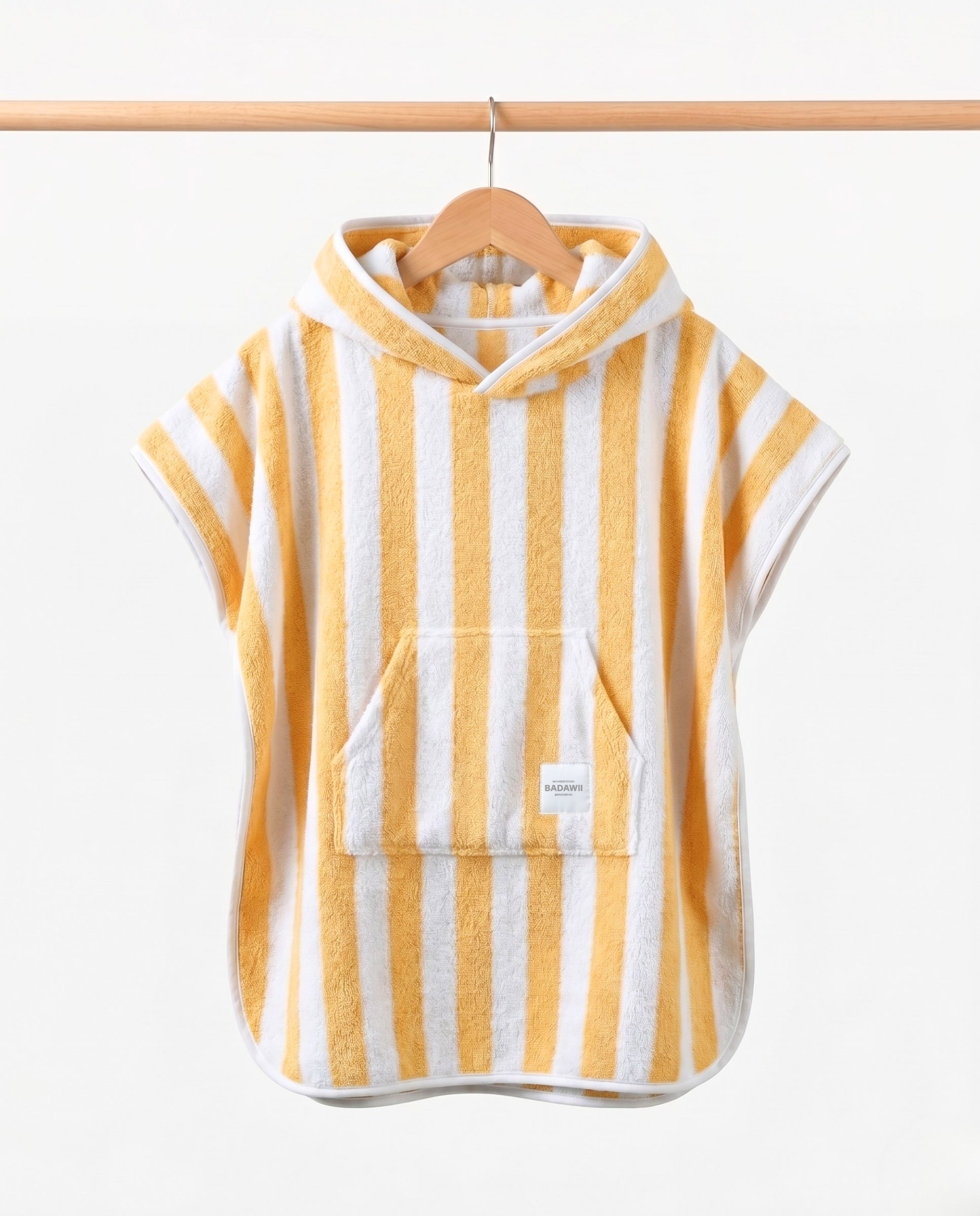 KIDS TOWEL PONCHO - Yellow Stripes