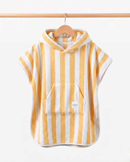 KIDS TOWEL PONCHO - Yellow Stripes