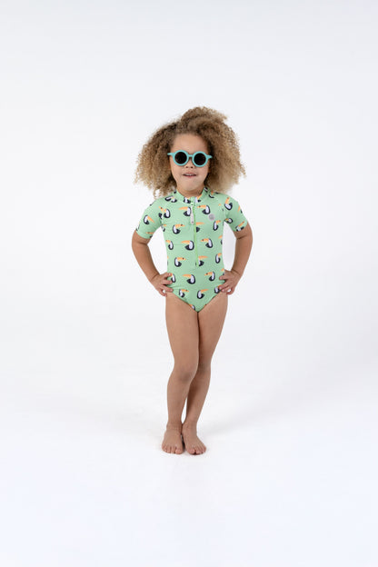 GIRL SWIMSUIT SHORT SLEEVE - Toucan Paradise