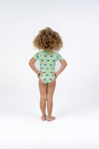 GIRL SWIMSUIT SHORT SLEEVE - Toucan Paradise