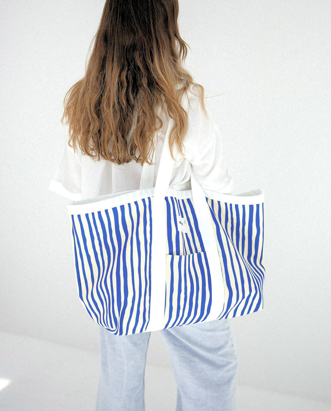 BEACH TOTE BAG - Blue Stripes