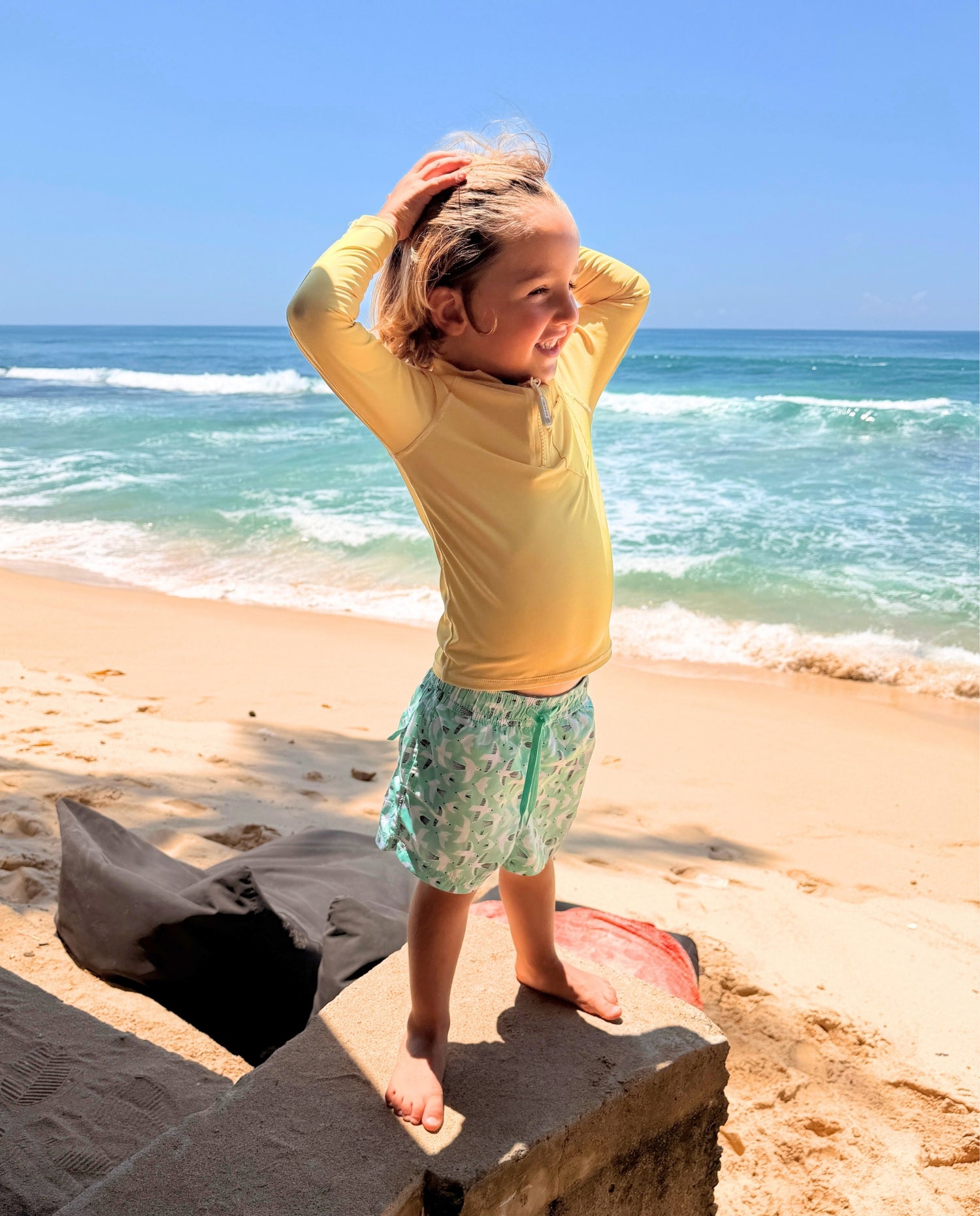 KIDS RASH GUARD LONG SLEEVE - Sunshine Yellow