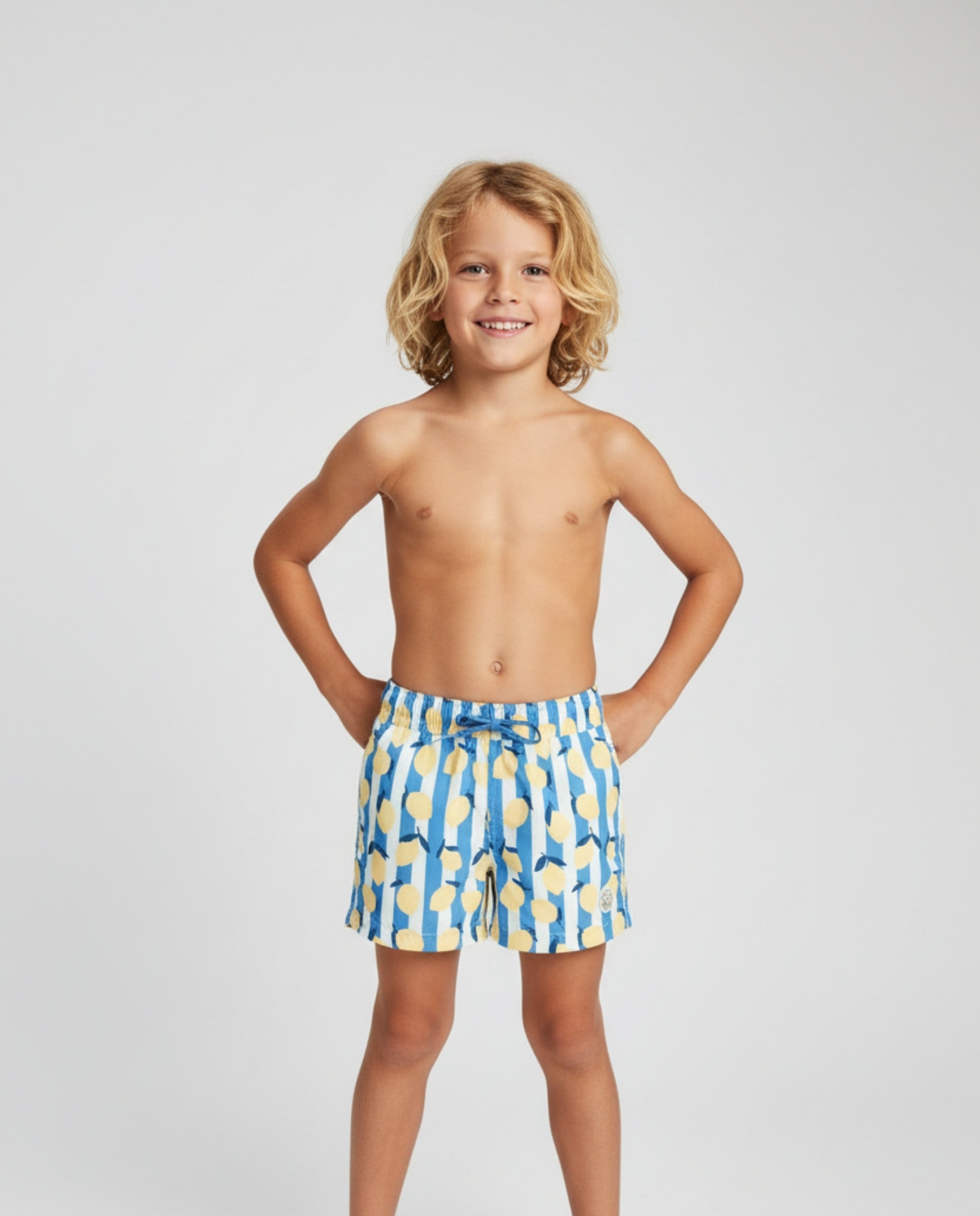 BOY SWIM SHORT - Limoncello Stripes