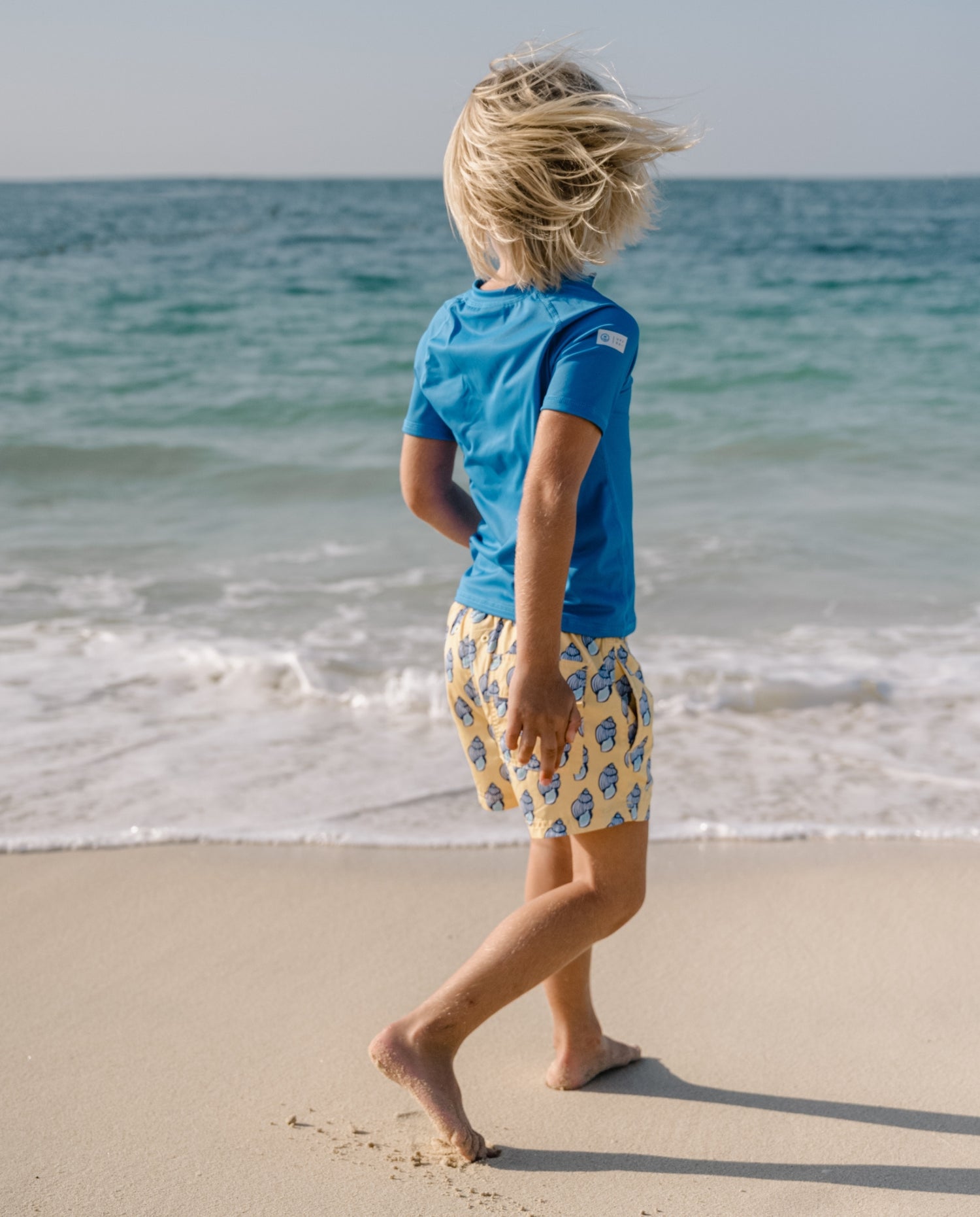 KIDS RASH GUARD SHORT SLEEVE - Mediterranean Blue