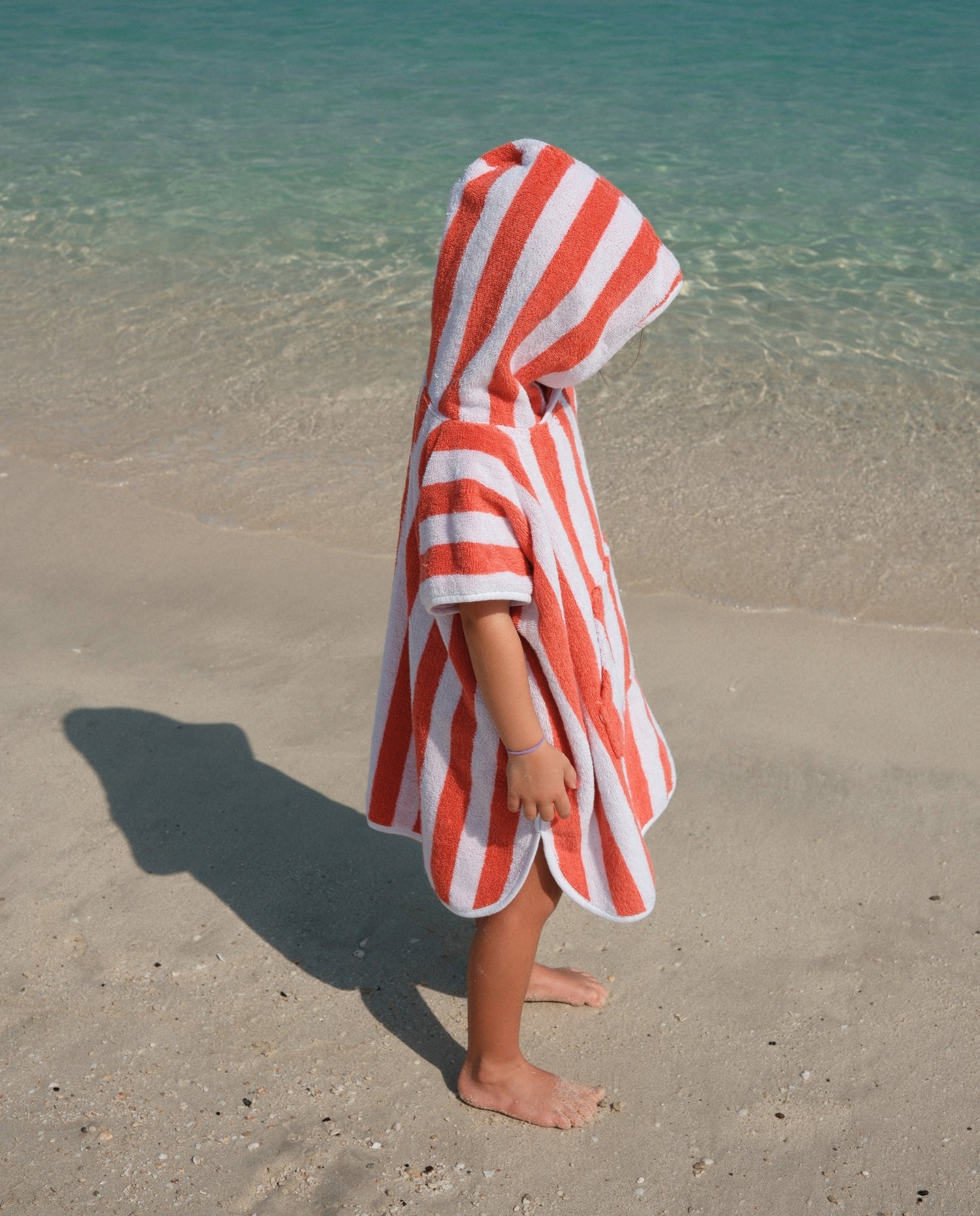 KIDS TOWEL PONCHO - Red Stripes