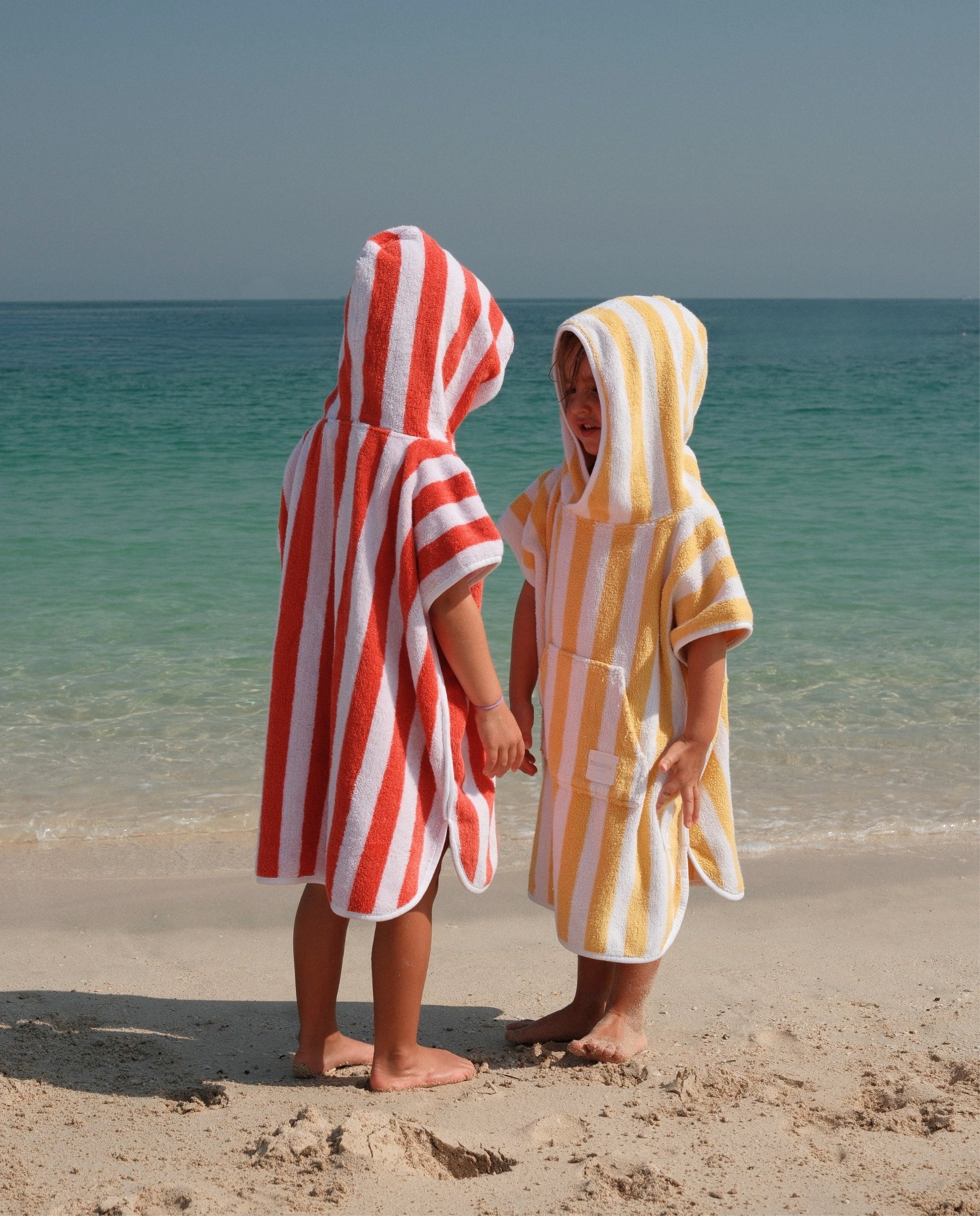 KIDS TOWEL PONCHO - Red Stripes
