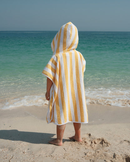 KIDS TOWEL PONCHO - Yellow Stripes