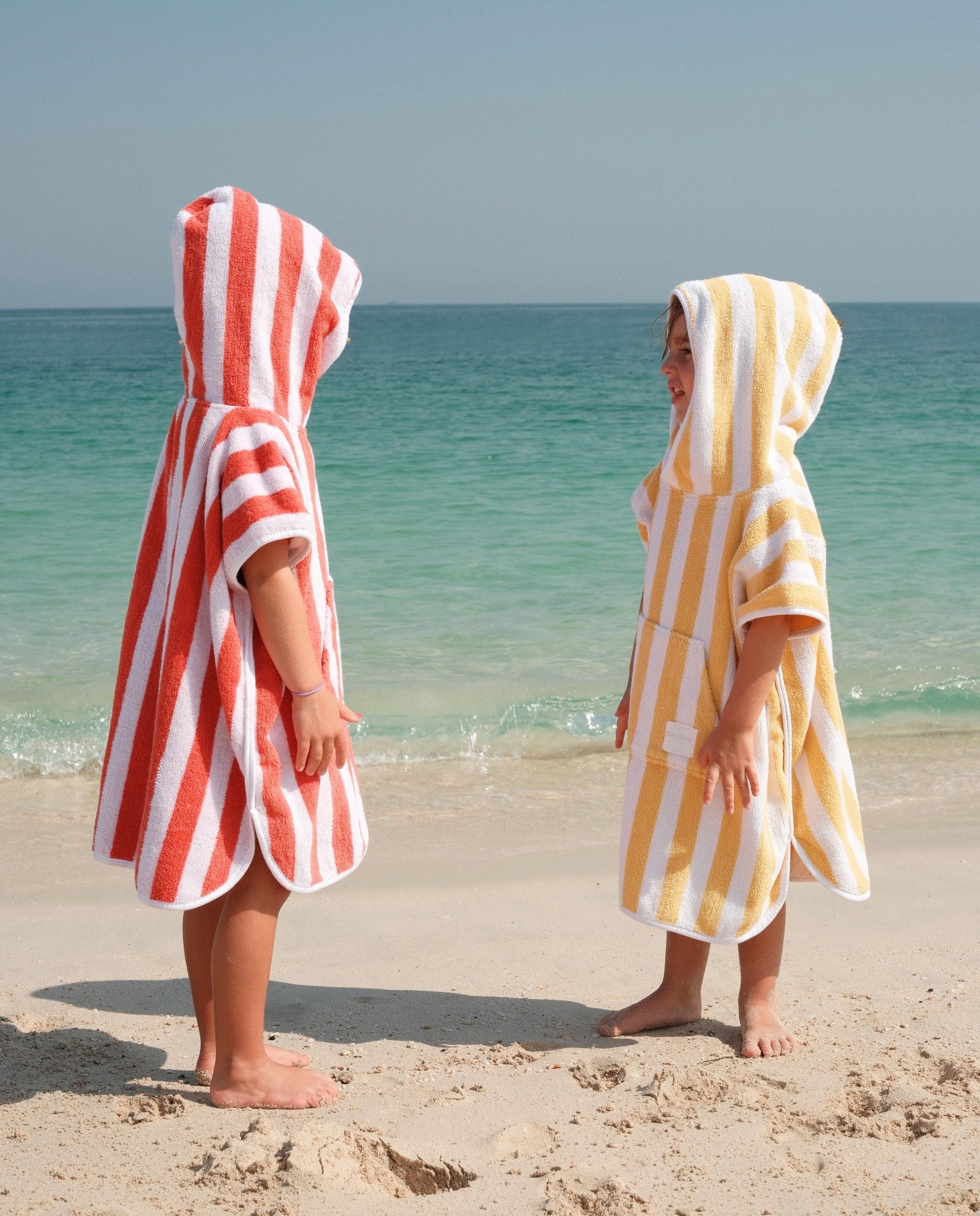 KIDS TOWEL PONCHO - Yellow Stripes
