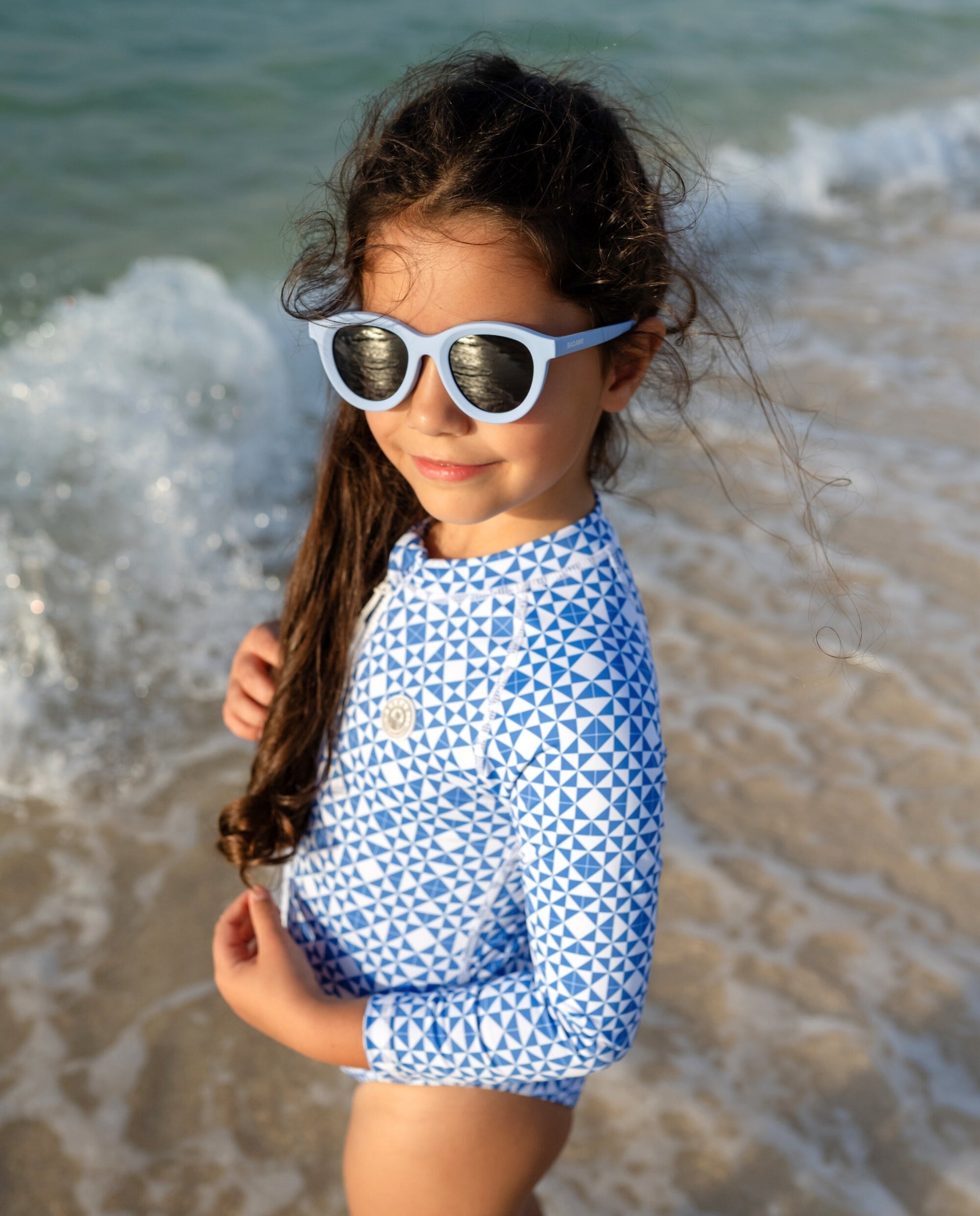 GIRL SWIMSUIT LONG SLEEVE - Mediterranean Tiles