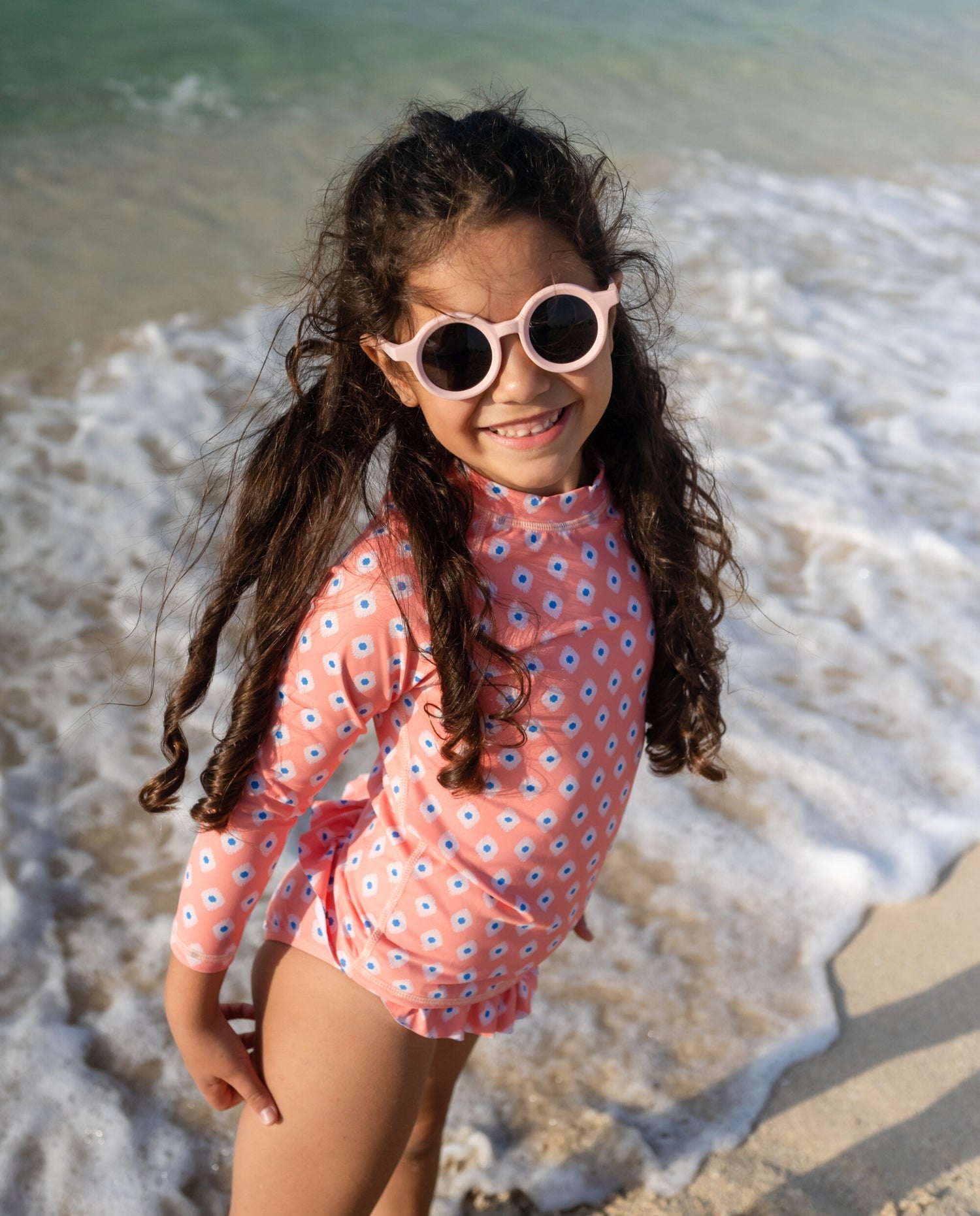 GIRL SWIMSUIT 2 PIECE SET - Peach Mosaic
