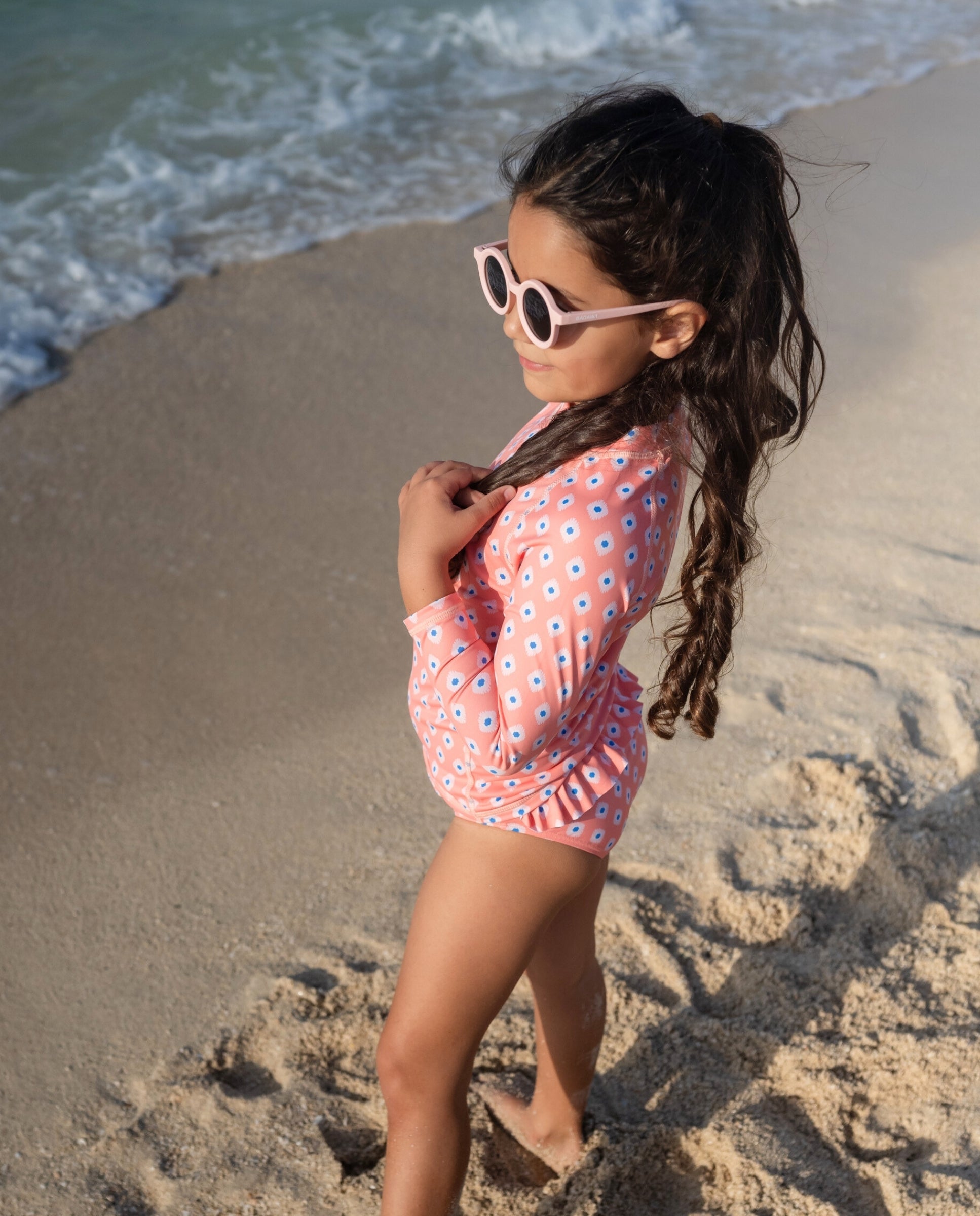 GIRL SWIMSUIT 2 PIECE SET - Peach Mosaic