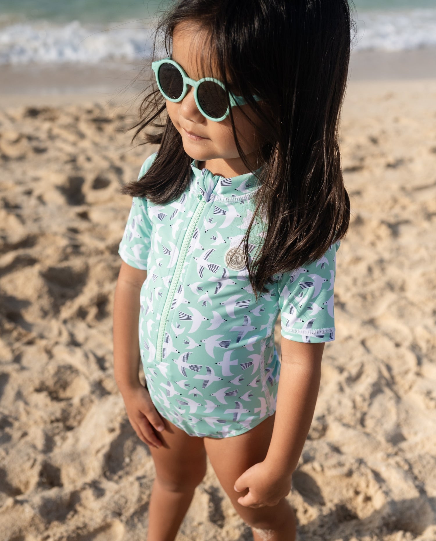 GIRL SWIMSUIT SHORT SLEEVE - Seagull Breeze