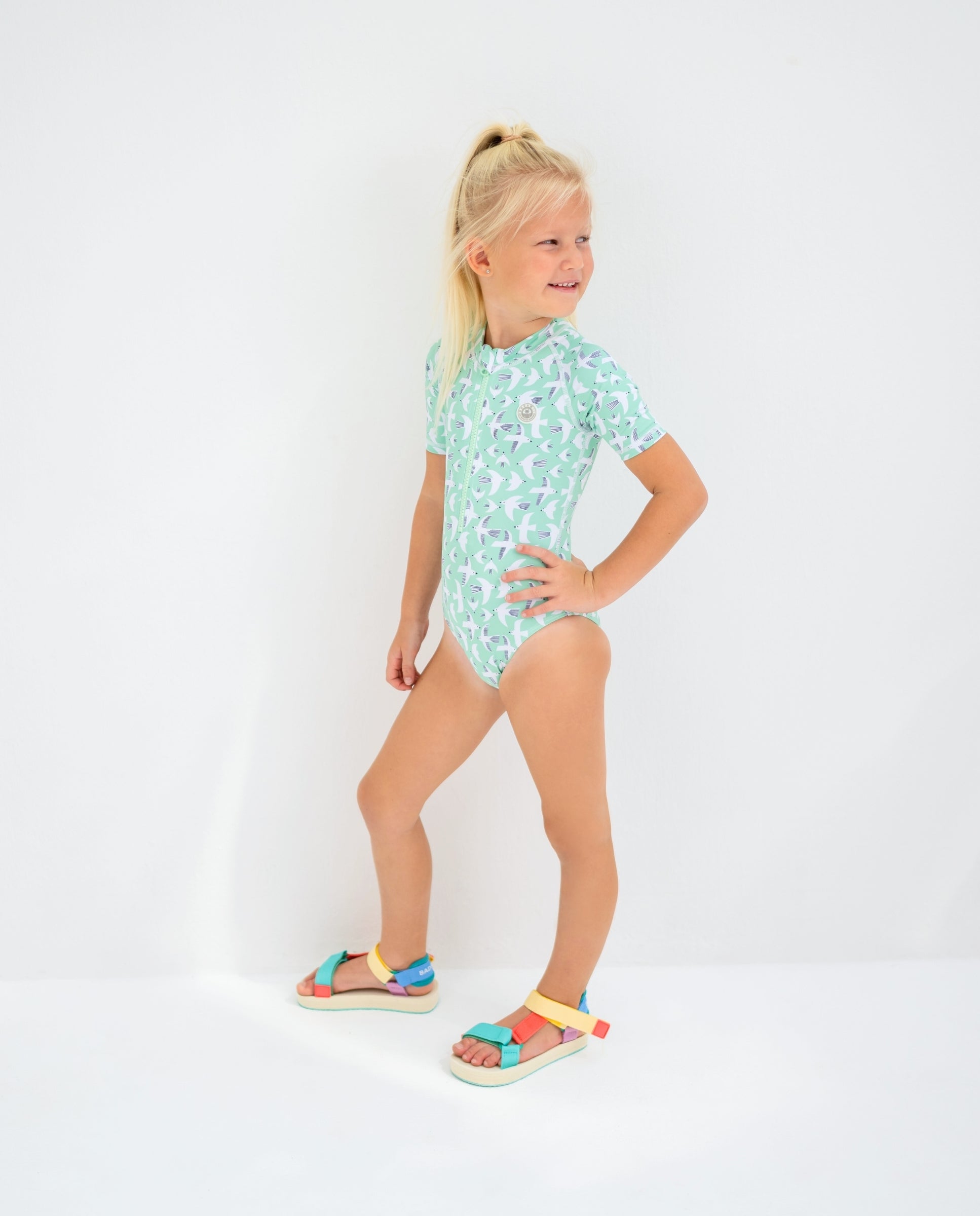 GIRL SWIMSUIT SHORT SLEEVE - Seagull Breeze