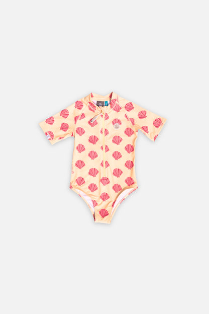 GIRL SWIMSUIT SHORT SLEEVE - Beach Shells