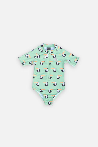 GIRL SWIMSUIT SHORT SLEEVE - Toucan Paradise