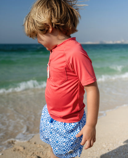 KIDS RASH GUARD SHORT SLEEVE - Red Berry