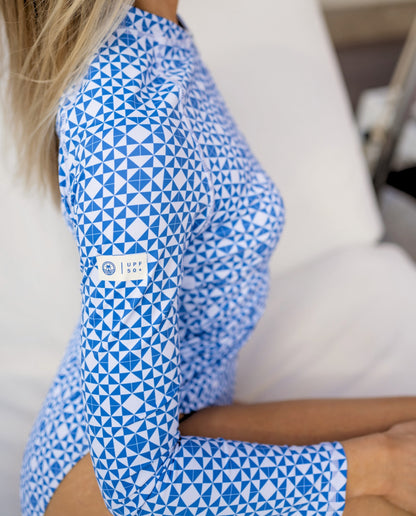 WOMAN SWIMSUIT LONG SLEEVE - Mediterranean Tiles