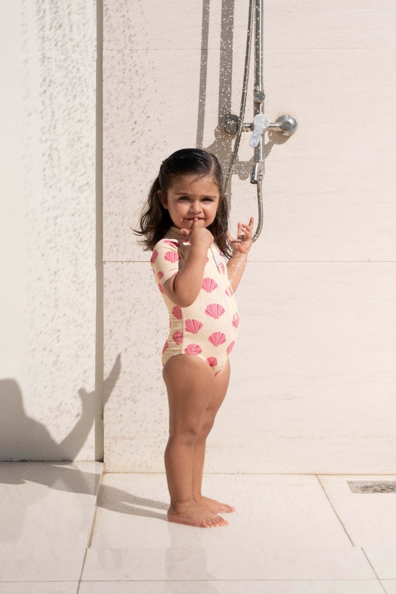 Girl swimsuit short Slevees - Beach Shells - Badawii UAE