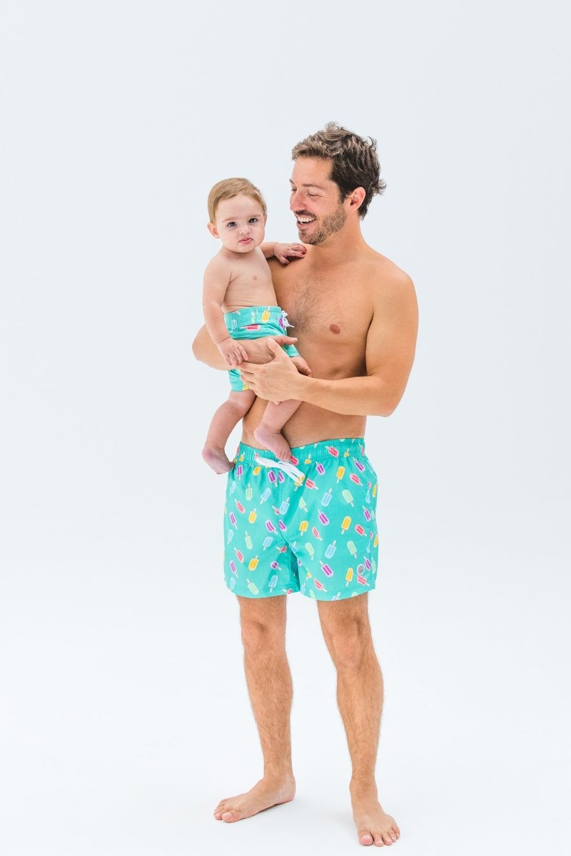 Baby Boy Swim Shorts - Happy Popsicle Green - Badawii UAE