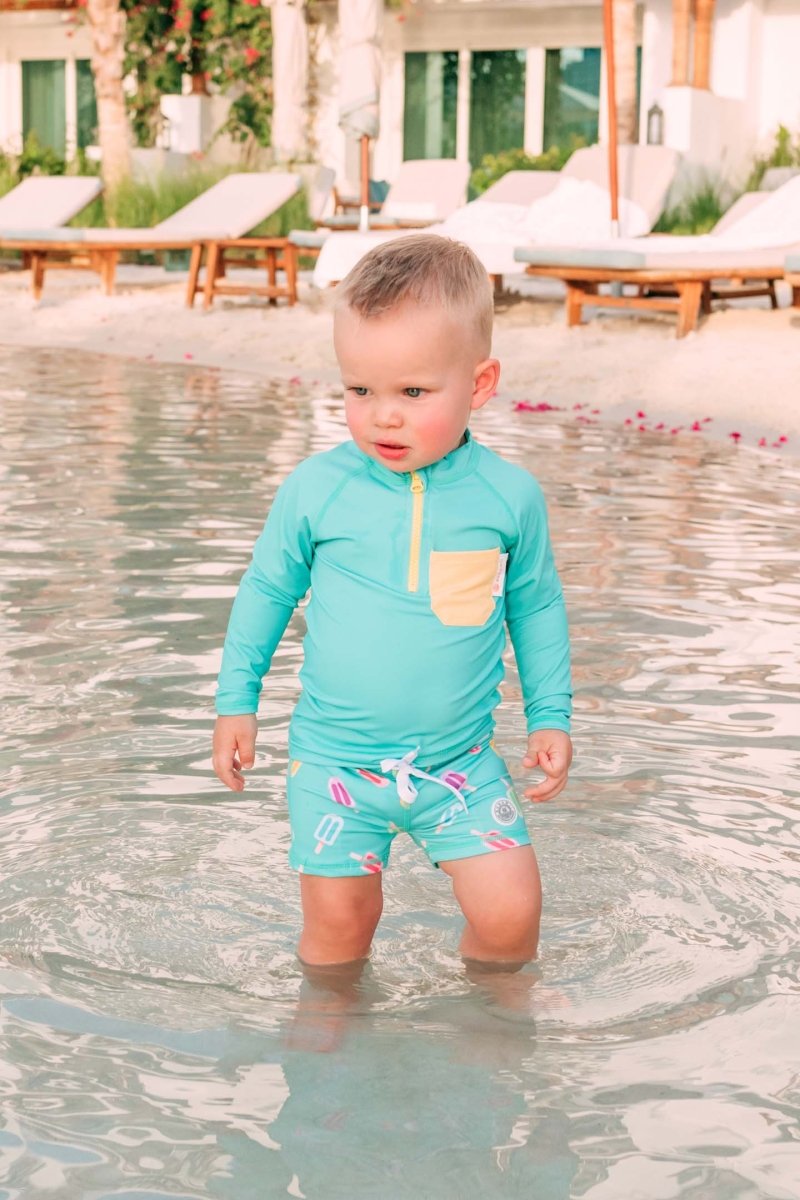 Baby Boy Swim Shorts - Happy Popsicle Green - Badawii UAE