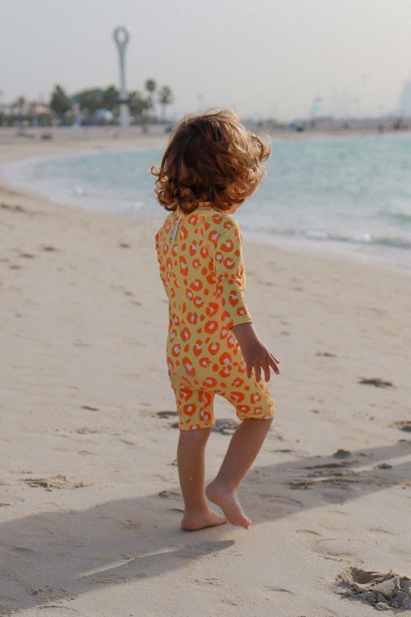 Baby swimsuit UV Protection Animal Print Yellow Badawii UAE