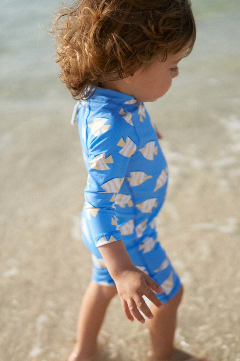 Baby Swimsuit - Yellow Fish Blue - Badawii UAE