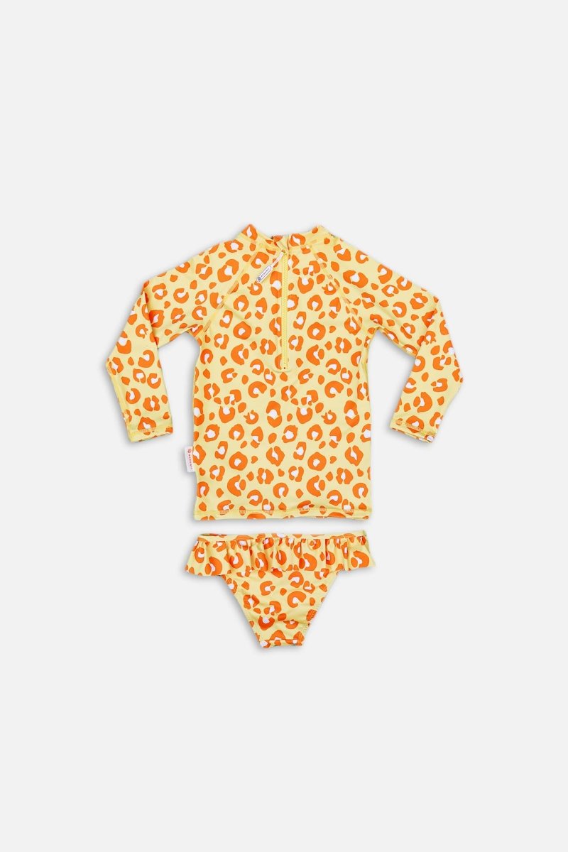 Girl swimsuit 2 piece - Animal Print Yellow - Badawii UAE