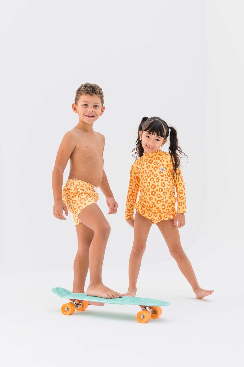 Girl swimsuit 2 piece - Animal Print Yellow - Badawii UAE