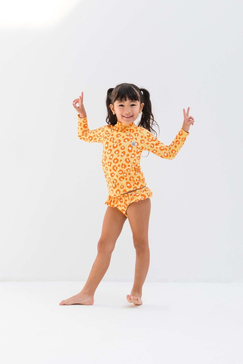 Girl swimsuit 2 piece - Animal Print Yellow - Badawii UAE