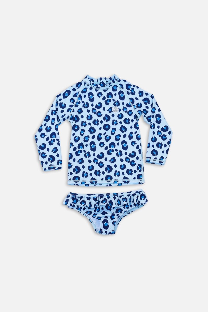 Girl swimsuit 2 piece set - Animal Print Blue - Badawii UAE