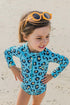 Girl swimsuit - Animal print Blue - Badawii Beachwear