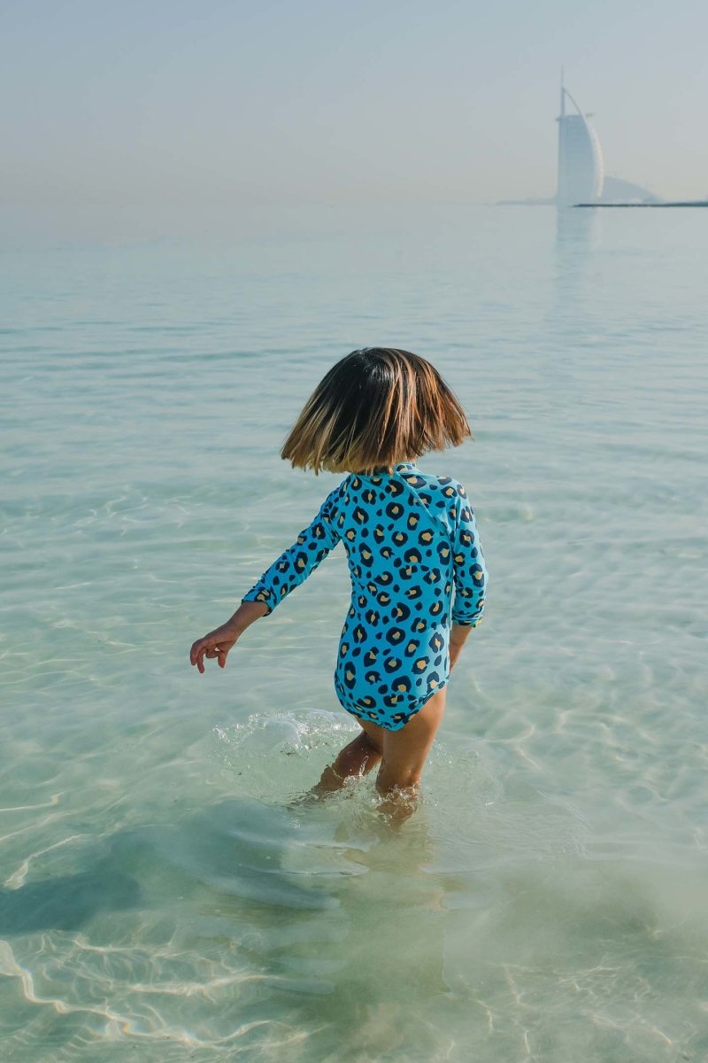 Girl swimsuit - Animal print Blue - Badawii Beachwear