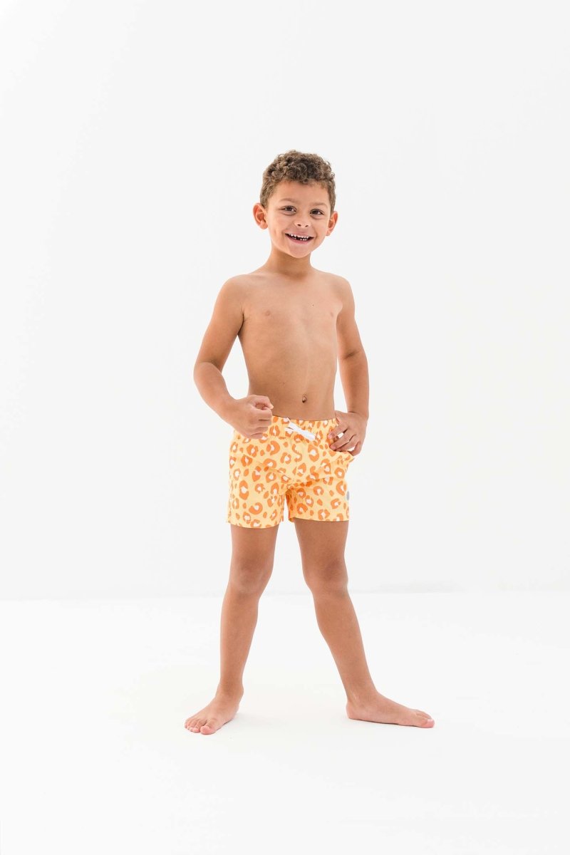 Kids Swim Shorts - Animal Print Yellow - Badawii UAE