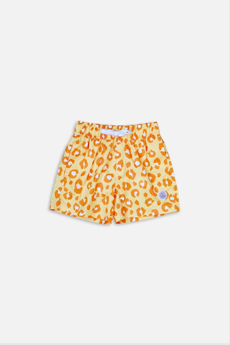 Kids Swim Shorts - Animal Print Yellow - Badawii UAE