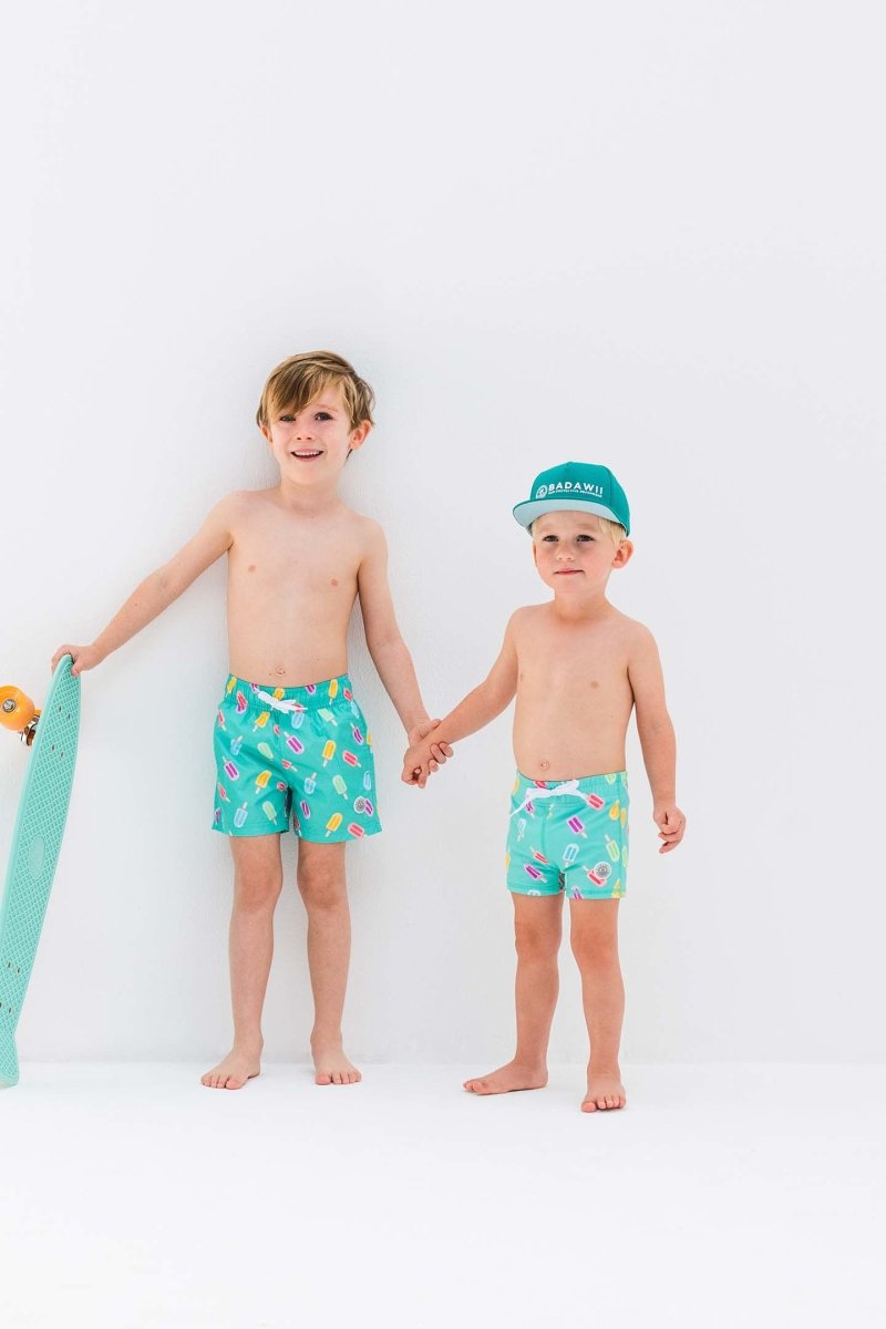 Kids Swim Shorts - Happy Popsicle Green - Badawii UAE