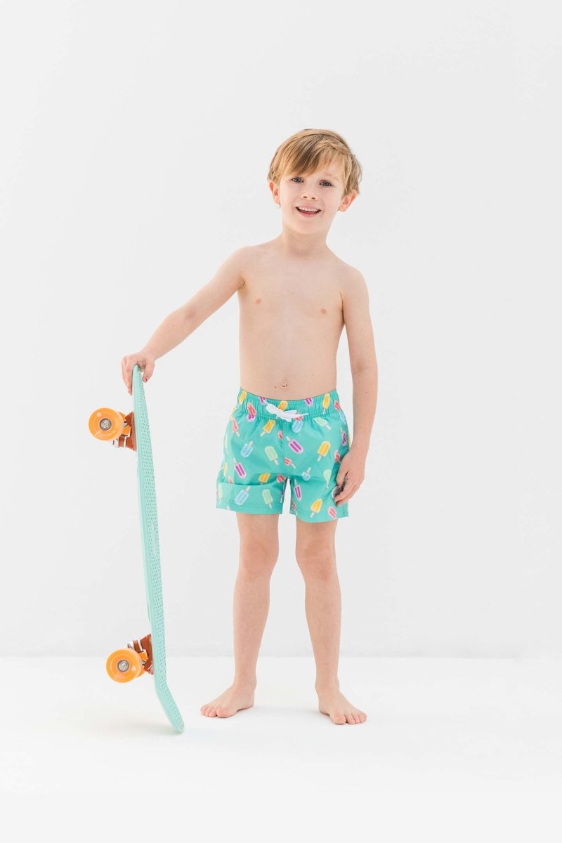 Kids Swim Shorts - Happy Popsicle Green - Badawii UAE