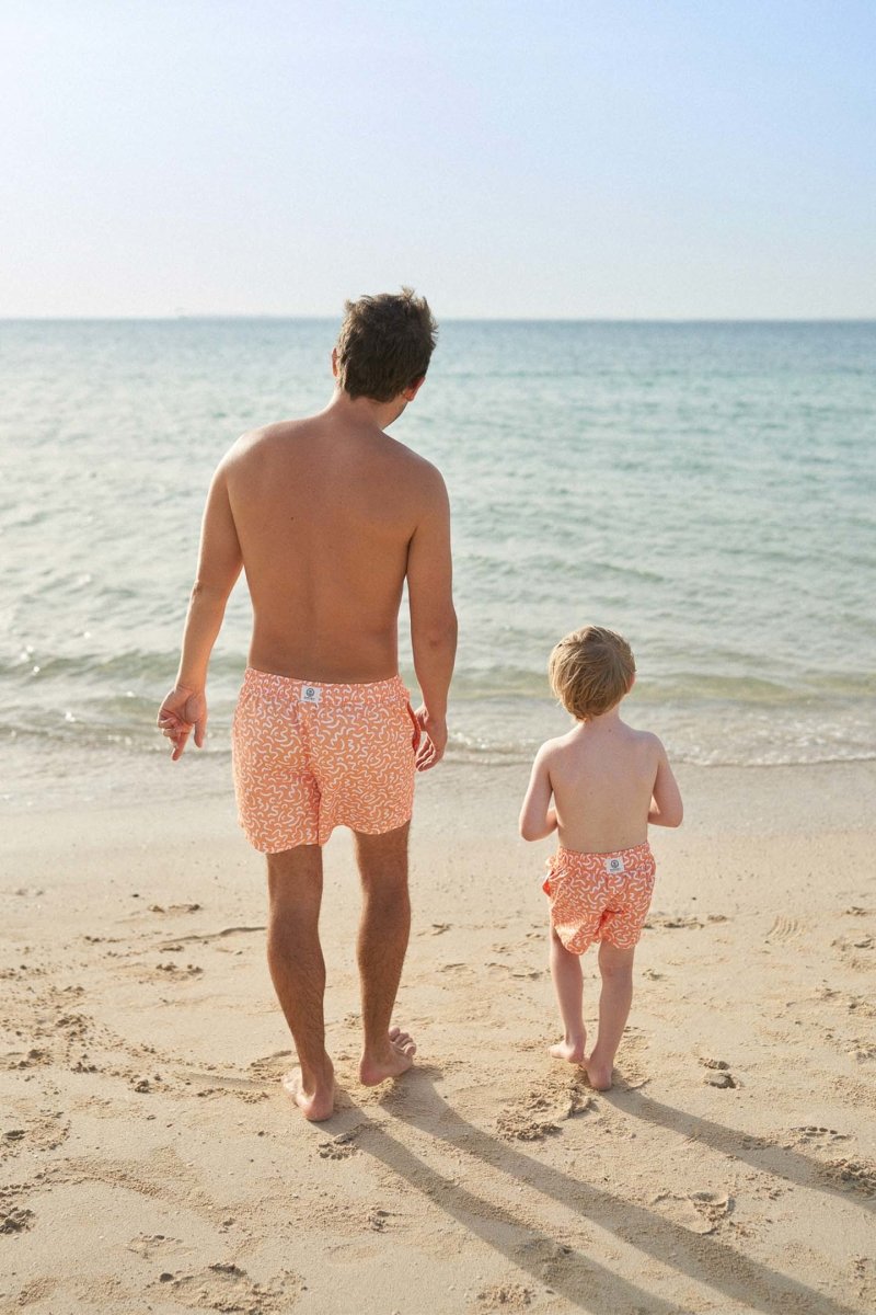 Kids Swim Shorts - Sunset Vibes Orange - Badawii UAE