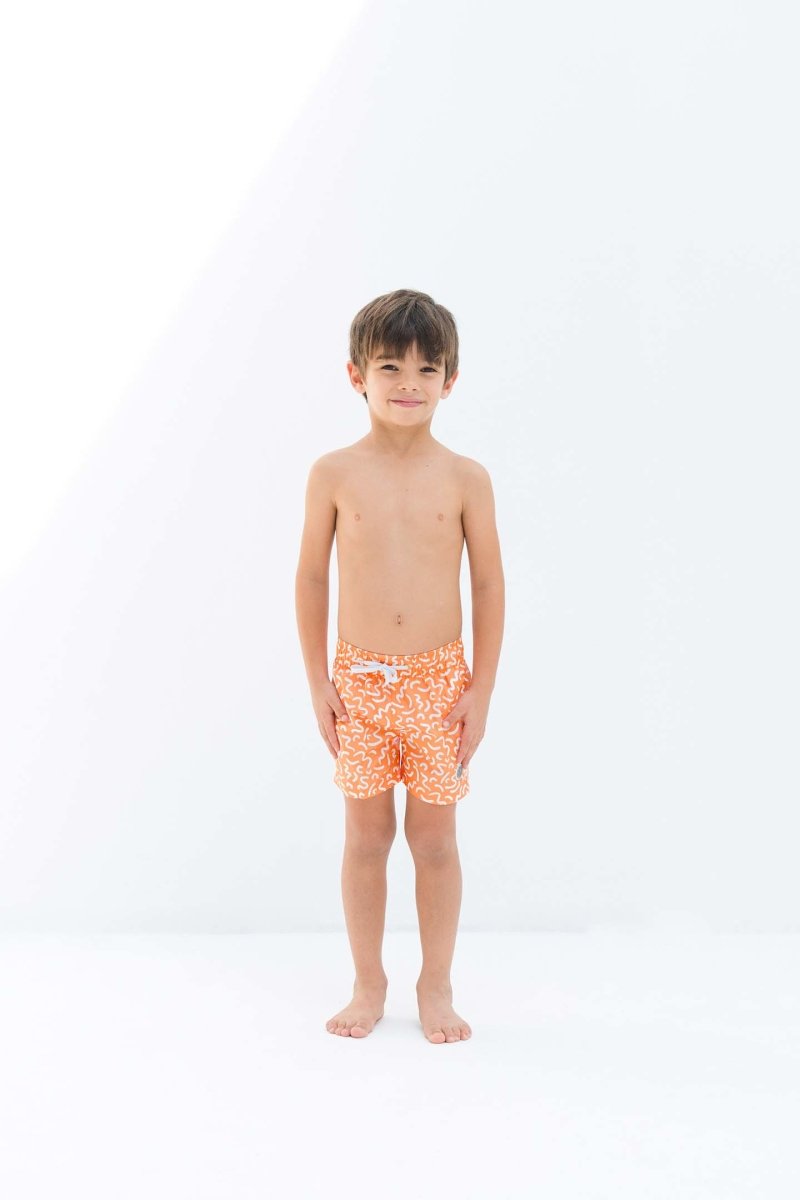 Kids Swim Shorts - Sunset Vibes Orange - Badawii UAE