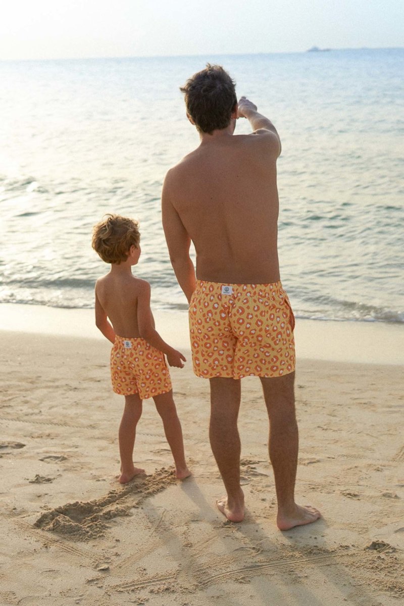 Men Swim Shorts - Animal Print Yellow - Badawii UAE