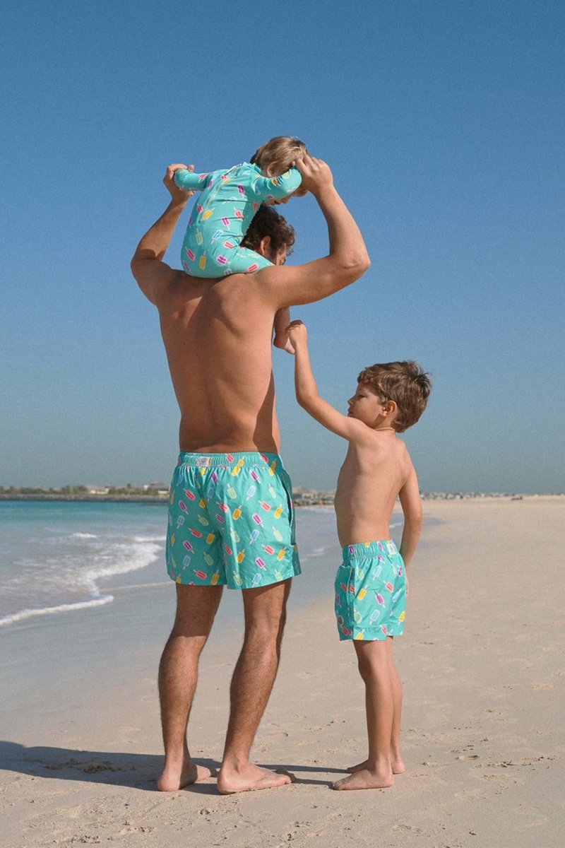 Men Swim Shorts - Happy Popsicle Green - Badawii UAE