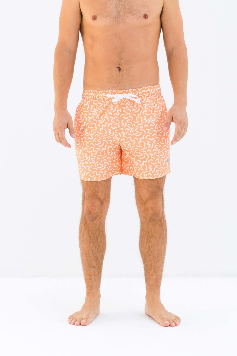 Men Swim Shorts - Sunset Vibes Orange - Badawii UAE